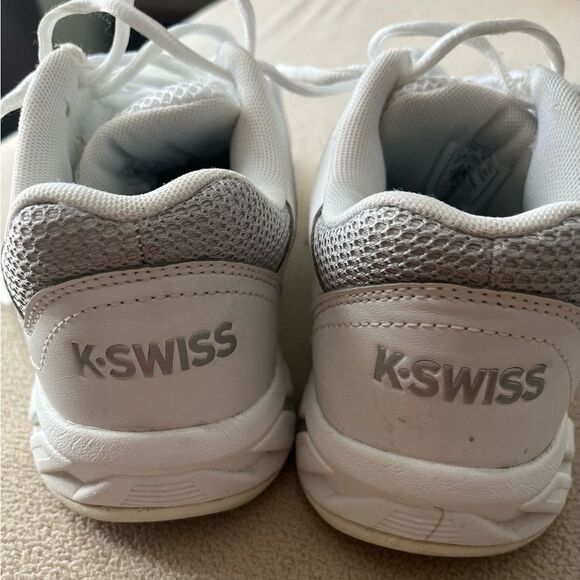 K-Swiss white/grey tennis shoes, preowned but great condition, light, comfy, 7 - Picture 5 of 14